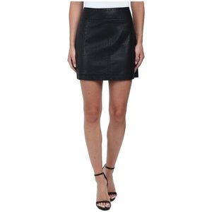 Free People Black Vegan Leather Skirt ‘Zip to It’